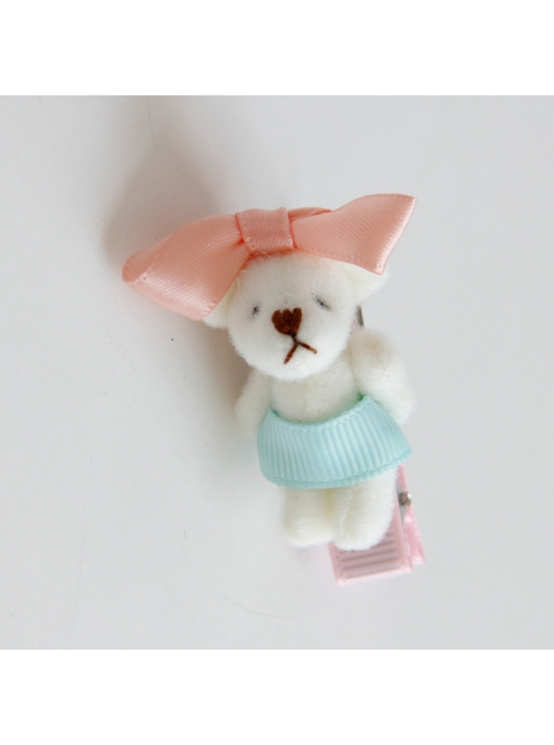 Bear Cartoon Fashion Cute Pink Bow Personality Handmade Girls Princess Hairpin