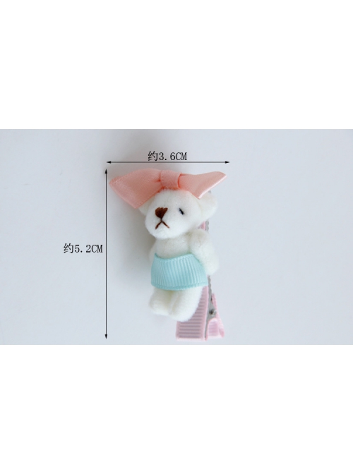 Bear Cartoon Fashion Cute Pink Bow Personality Handmade Girls Princess Hairpin