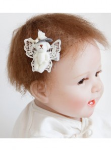 Cute Fashion White Lace Butterfly Bear Girl Birthday Party Hairpin