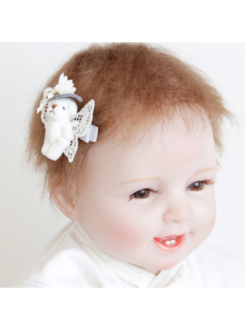 Cute Fashion White Lace Butterfly Bear Girl Birthday Party Hairpin