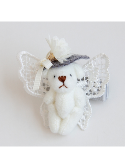 Cute Fashion White Lace Butterfly Bear Girl Birthday Party Hairpin