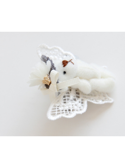 Cute Fashion White Lace Butterfly Bear Girl Birthday Party Hairpin