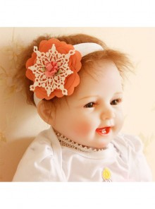 Fashion Cute Pink Flowers White Lace Girls Baby Stretch Elastic Hairband