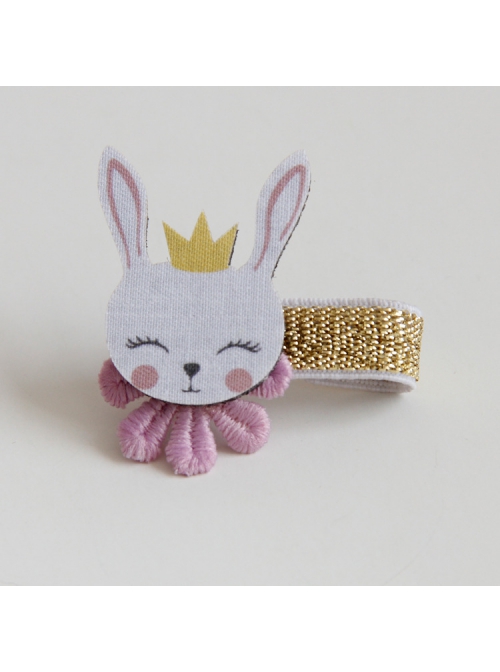Fashion Cute Holiday Birthday Pink Crown Rabbit Lace Baby Girl Princess Hairpin
