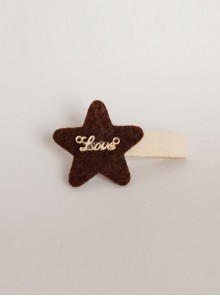 Children Fashion Cute Alloy Letters Fabric Brown Stars Cloth Hairpin