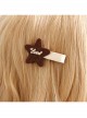 Children Fashion Cute Alloy Letters Fabric Brown Stars Cloth Hairpin