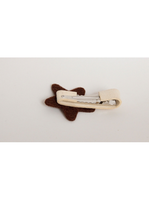 Children Fashion Cute Alloy Letters Fabric Brown Stars Cloth Hairpin