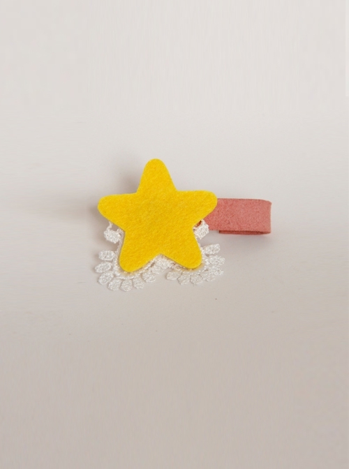 Casual Fashion White Lace Yellow Stars Girl Cute Holiday Birthday Hairpin