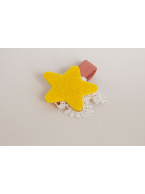 Casual Fashion White Lace Yellow Stars Girl Cute Holiday Birthday Hairpin