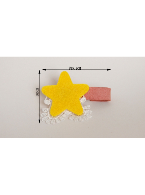 Casual Fashion White Lace Yellow Stars Girl Cute Holiday Birthday Hairpin