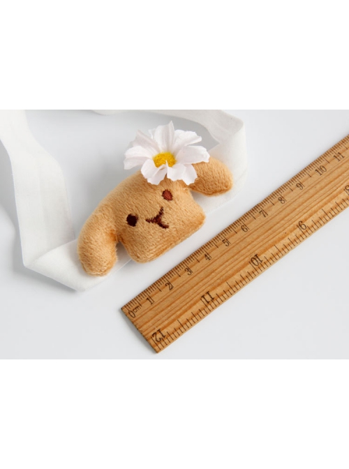 Cute Fashion Trend Cartoon Animal Brown Plush Dog White Flower Female Hair Band