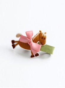 Embroidery Fashion Cartoon Pony Pink Bow Edging Baby Child Cute Hairpin