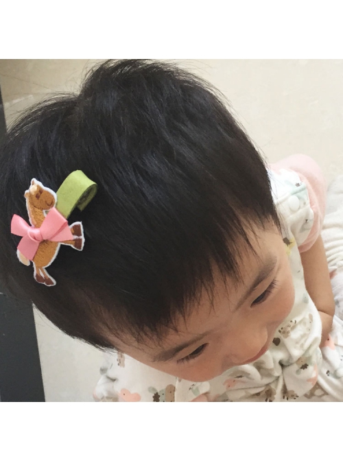 Embroidery Fashion Cartoon Pony Pink Bow Edging Baby Child Cute Hairpin