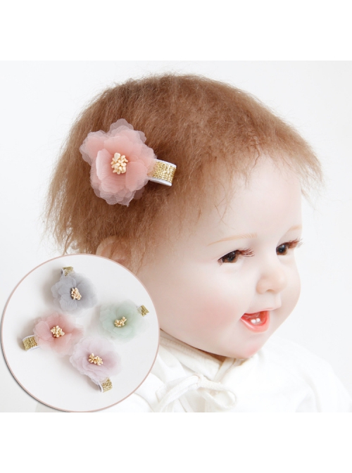 Dreamy Fashion Cute Net Yarn Flowers Girls Baby Birthday Fabric Half-Wrapped Hairpin