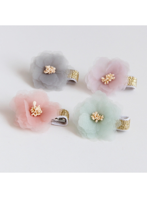 Dreamy Fashion Cute Net Yarn Flowers Girls Baby Birthday Fabric Half-Wrapped Hairpin