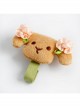 Cartoon Fashion Pink Flower Brown Plush Dog Baby Girl Cute Hairpin