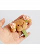 Cartoon Fashion Pink Flower Brown Plush Dog Baby Girl Cute Hairpin