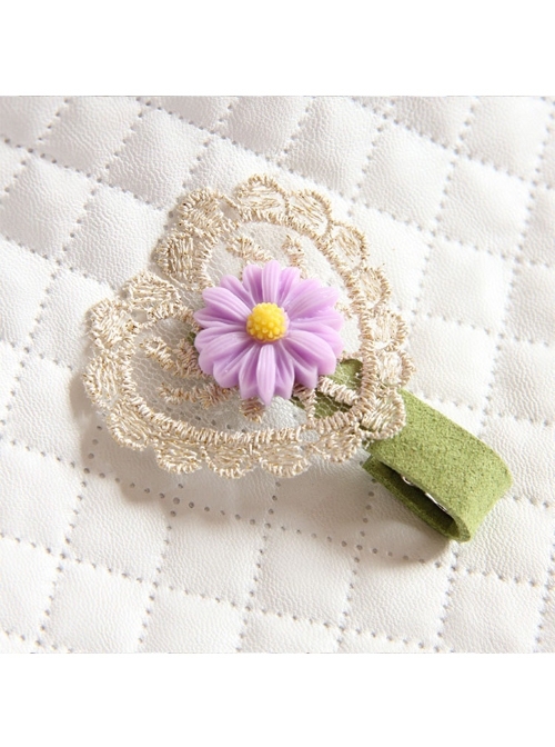Fashion Cute Retro Christmas Golden Lace Love Purple Flowers Girl Baby Green Hairpin
