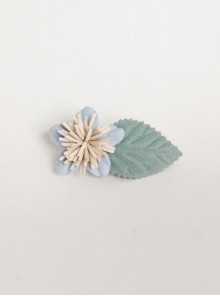 Handmade Fashion Cute Blue Flowers Green Leaves Child Girl Hairpin