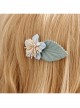 Handmade Fashion Cute Blue Flowers Green Leaves Child Girl Hairpin