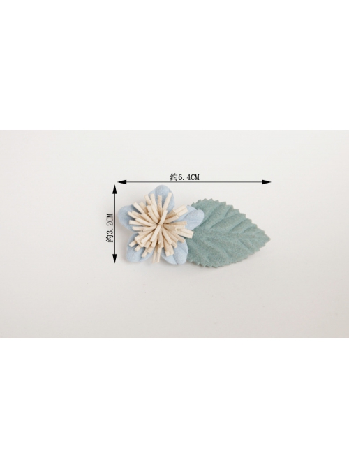 Handmade Fashion Cute Blue Flowers Green Leaves Child Girl Hairpin