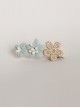 Light Green Flowers White Pearls Golden Lace Simple Fashion Baby Girls Cute Birthday Hairpin