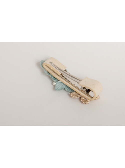 Light Green Flowers White Pearls Golden Lace Simple Fashion Baby Girls Cute Birthday Hairpin