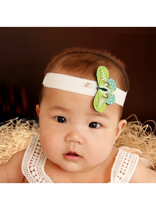 Cute Fashion Green Butterfly Simple Baby Girl Stretch Birthday Hairband