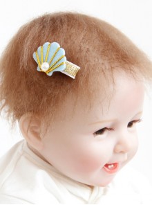 Fabric Fashion Cute Shell Pearl Golden Lace Girls Baby Seaside Travel Hairpin