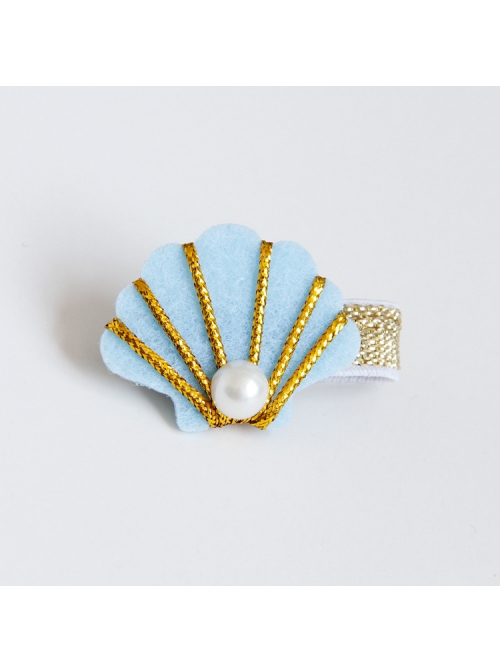 Fabric Fashion Cute Shell Pearl Golden Lace Girls Baby Seaside Travel Hairpin