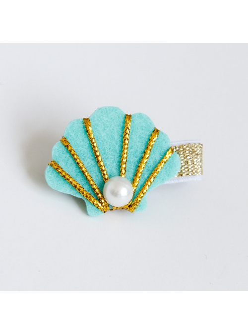 Fabric Fashion Cute Shell Pearl Golden Lace Girls Baby Seaside Travel Hairpin