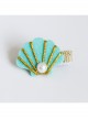 Fabric Fashion Cute Shell Pearl Golden Lace Girls Baby Seaside Travel Hairpin