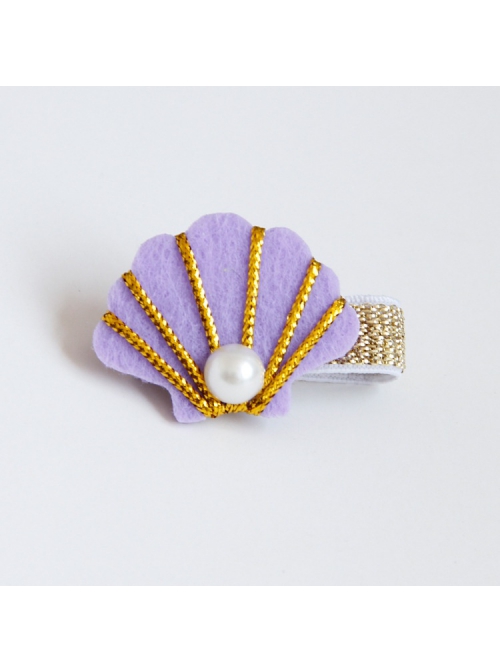 Fabric Fashion Cute Shell Pearl Golden Lace Girls Baby Seaside Travel Hairpin