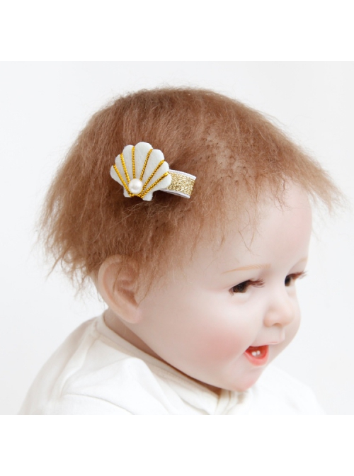 Fabric Fashion Cute Shell Pearl Golden Lace Girls Baby Seaside Travel Hairpin