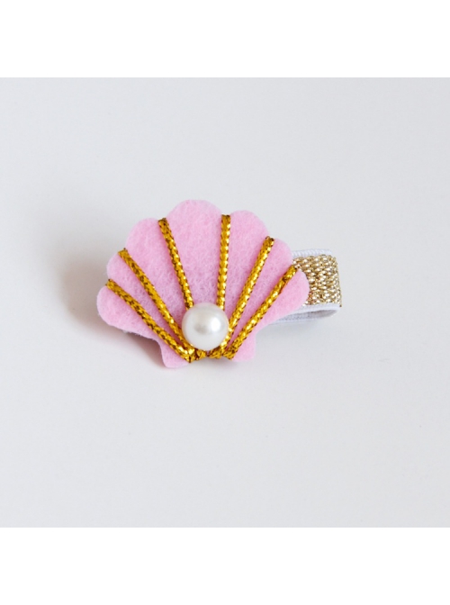 Fabric Fashion Cute Shell Pearl Golden Lace Girls Baby Seaside Travel Hairpin