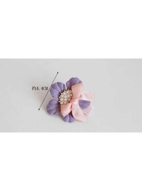 Pearl Pink Bow Purple Flower Lady Princess Fashion Cute Baby Little Girl Hairpin