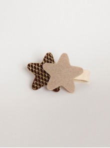Baby Girl Fashion Cute Golden Grid Coffee Color Stars Retro Hairpin