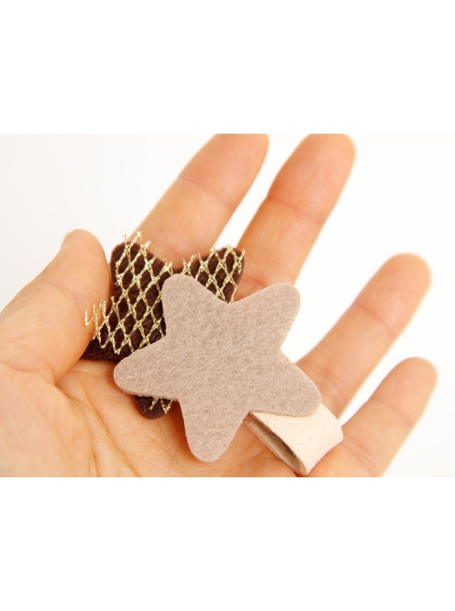 Baby Girl Fashion Cute Golden Grid Coffee Color Stars Retro Hairpin