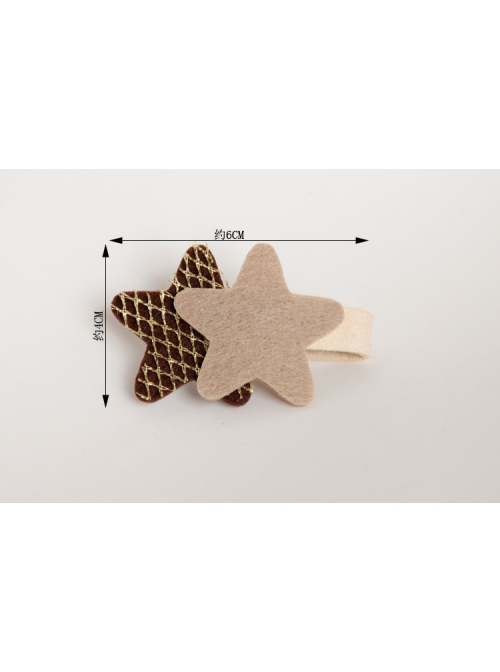 Baby Girl Fashion Cute Golden Grid Coffee Color Stars Retro Hairpin