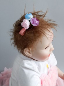 Handmade Fashion Cute Baby Colored Flowers Girls Pink Duckbill Hairpin