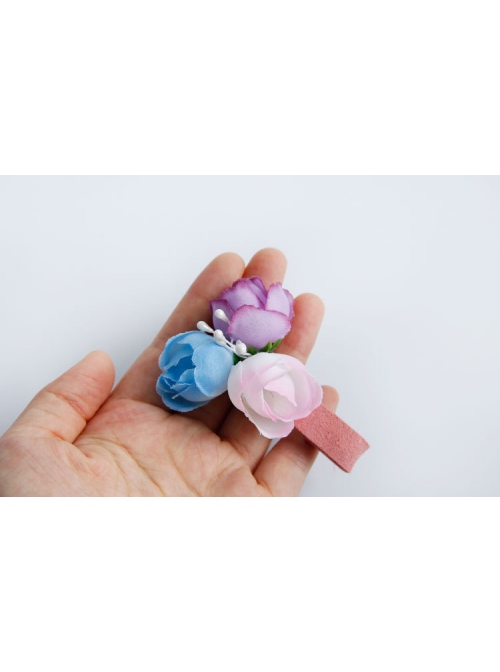Handmade Fashion Cute Baby Colored Flowers Girls Pink Duckbill Hairpin