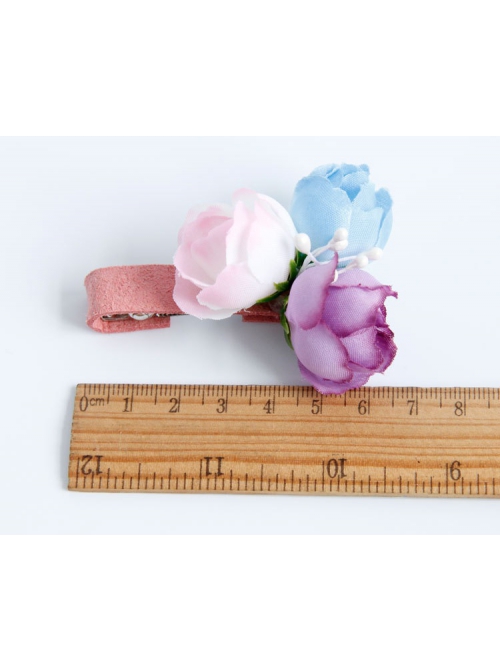 Handmade Fashion Cute Baby Colored Flowers Girls Pink Duckbill Hairpin