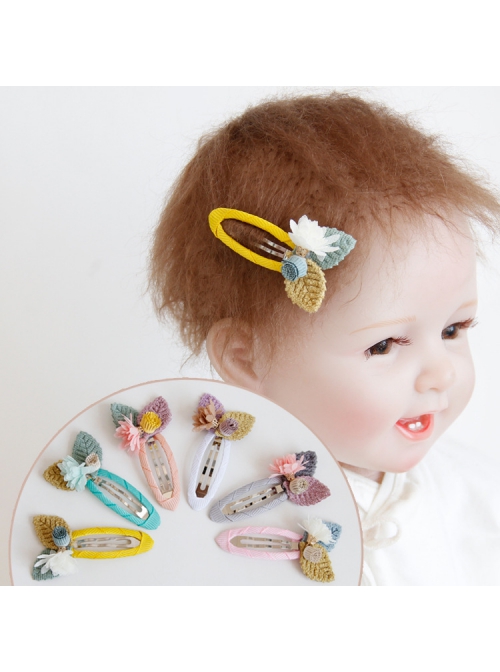 Cute Fashion Elegant Colored Leaves Flowers Children Little Girls Baby Hairpin
