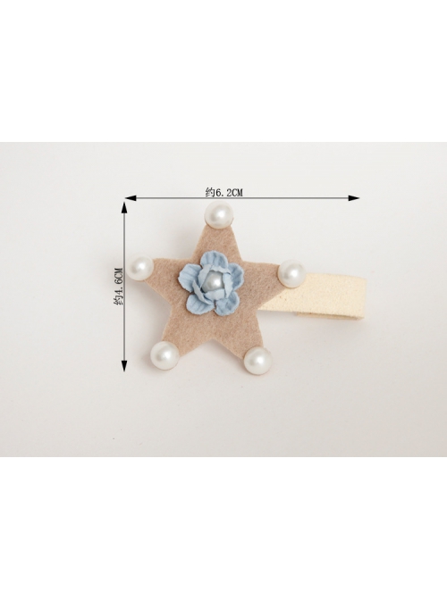 Parent-child Birthday Holidays Cute Fashion Artificial Pearls Coffee Stars Blue Flowers Girls Baby Hairpins