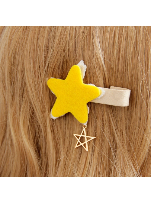 Cute Fashion Yellow Star White Lace Child Female Baby Hairpin