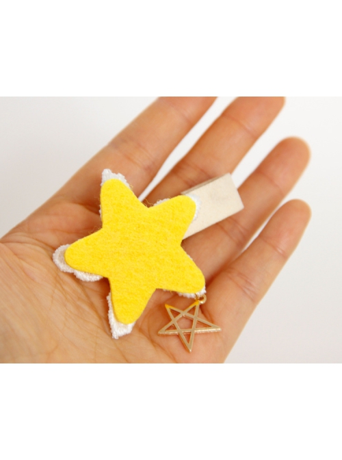 Cute Fashion Yellow Star White Lace Child Female Baby Hairpin