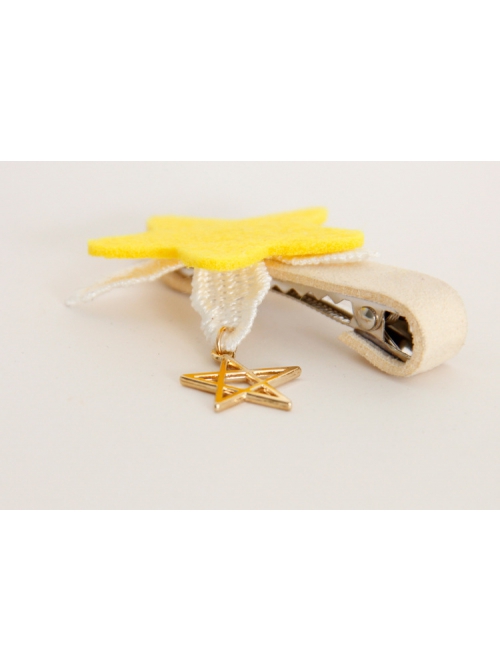 Cute Fashion Yellow Star White Lace Child Female Baby Hairpin