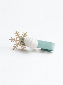 Seaside Fashion Golden Snowflakes White Shells Delicate Baby Handmade Blue Hairpin