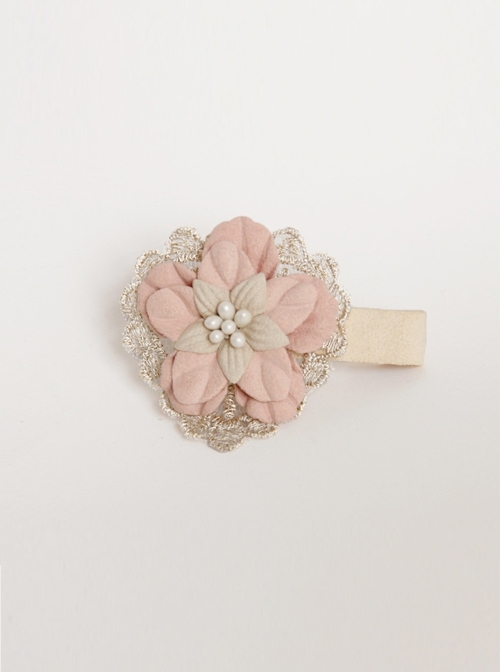 Golden Lace Fashion Cute Love Pink Flower Lady Parent-Child Girl Baby Hairpin