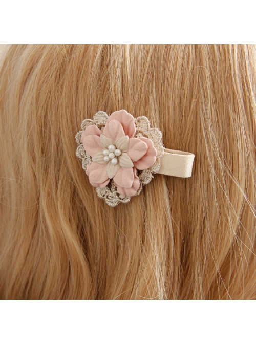 Golden Lace Fashion Cute Love Pink Flower Lady Parent-Child Girl Baby Hairpin